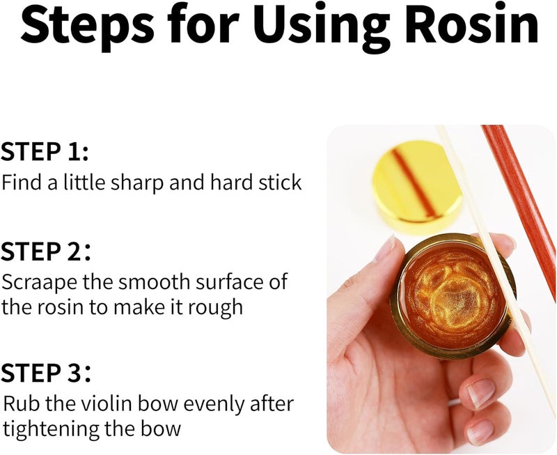 DDFFEJRE Violin Rosin,Cello Rosin,Gold-infused Round Natural Rosin with Light Low Dust,Excellent Grip,Protective Case for Violin,Viola,Cello(1- Pack Gold) - Image 5